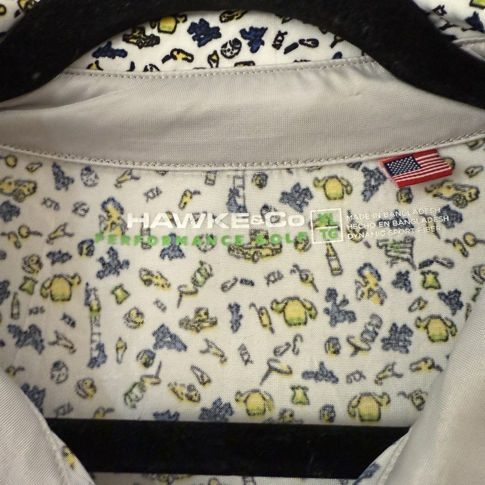Hawke & Co Performance Golf Polo Shirt Mens XL Southern AOP BBQ Print Stretch - Picture 5 of 6